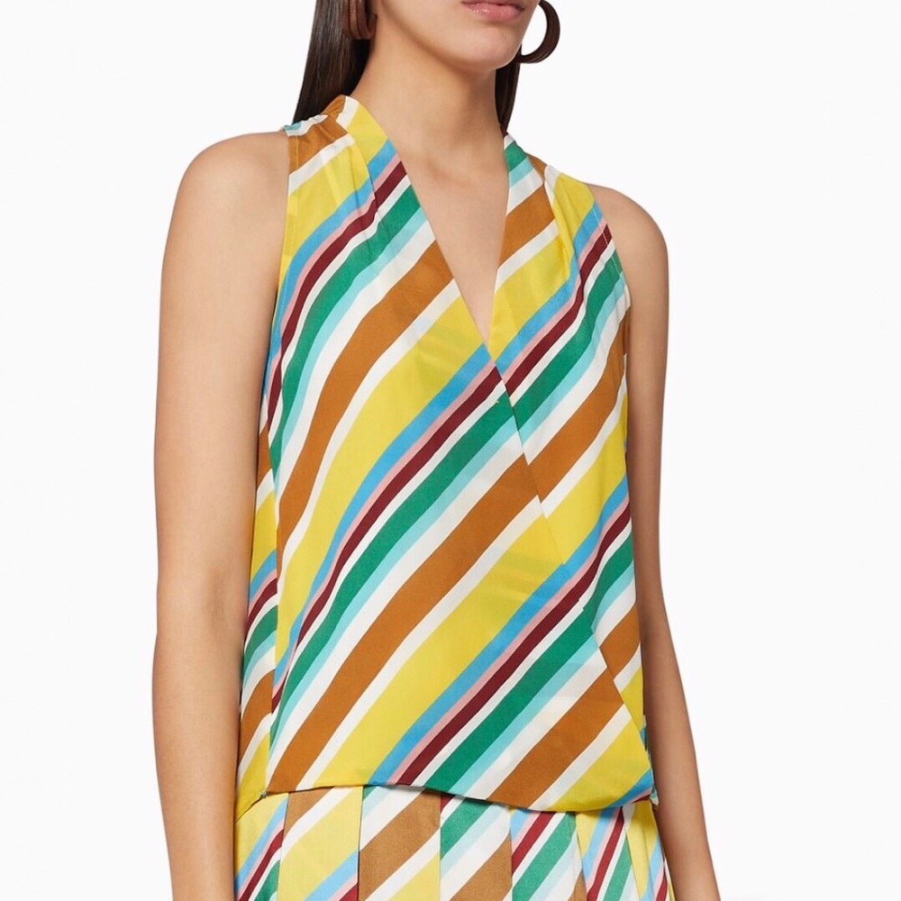 Marella Striped Sleeveless Silk Top